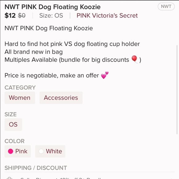 VS PINK Dog Koozie For Bundles - Picture 3 of 3